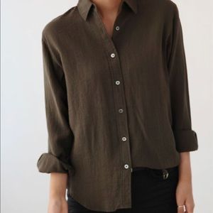 Boyfriend button down flowy blouse shirt top s xs